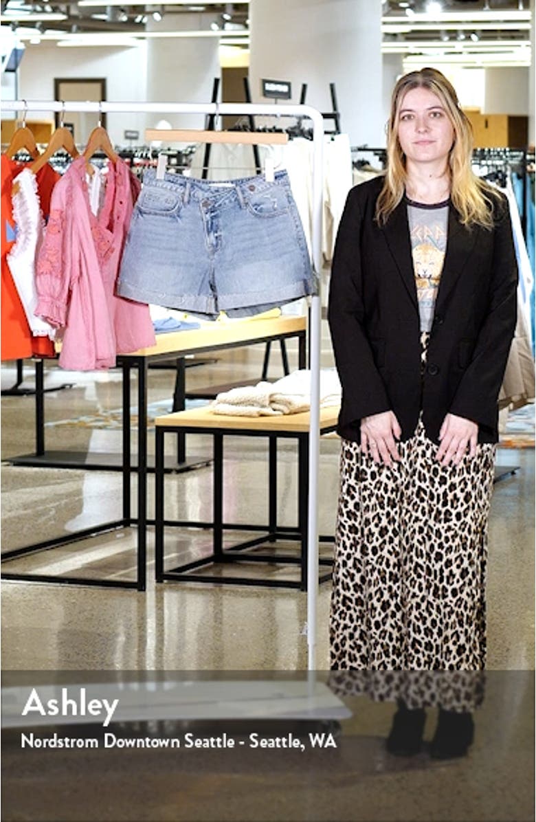 Crossover Waist Denim Mom Shorts, sales video thumbnail