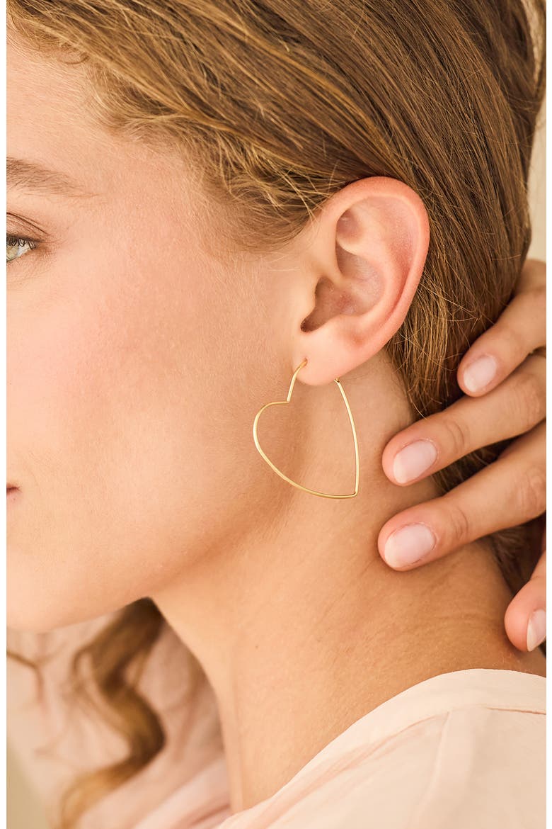 Sandy Heart Hoop Earrings, Alternate, color, GOLD