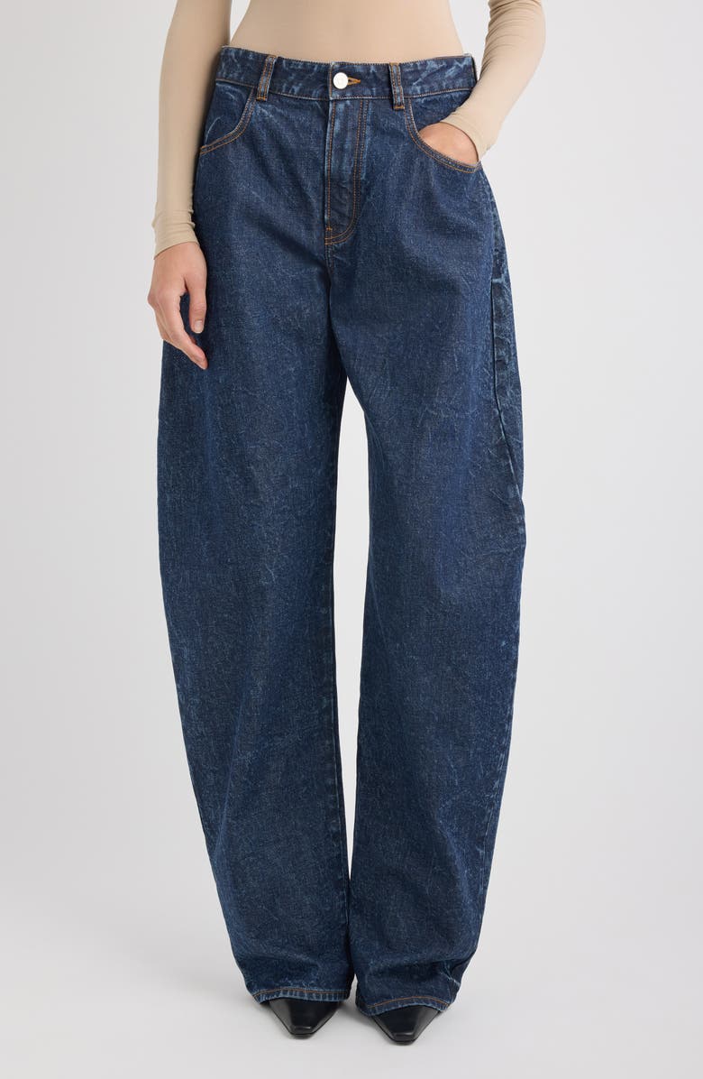 Alaïa Low Rise Round Jeans, Main, color, Dock Blue