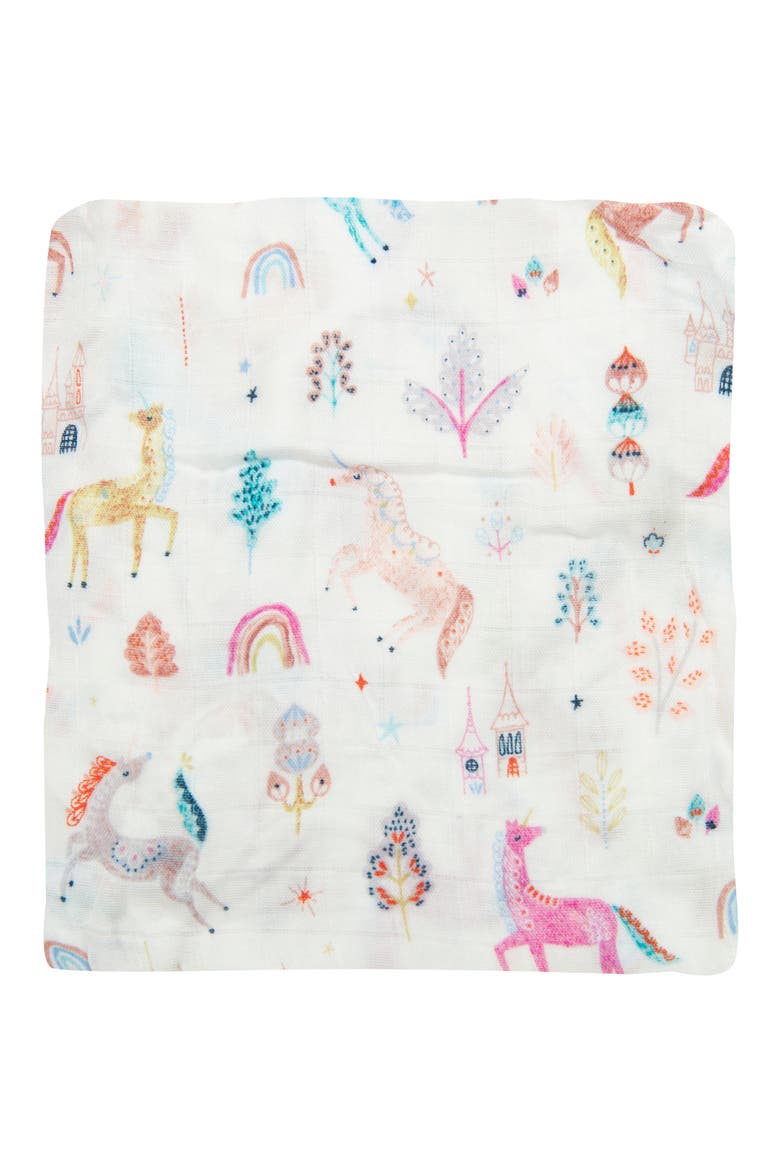 Cutie Fruits Muslin Crib Sheet, Main, color, UNICORN DREAM