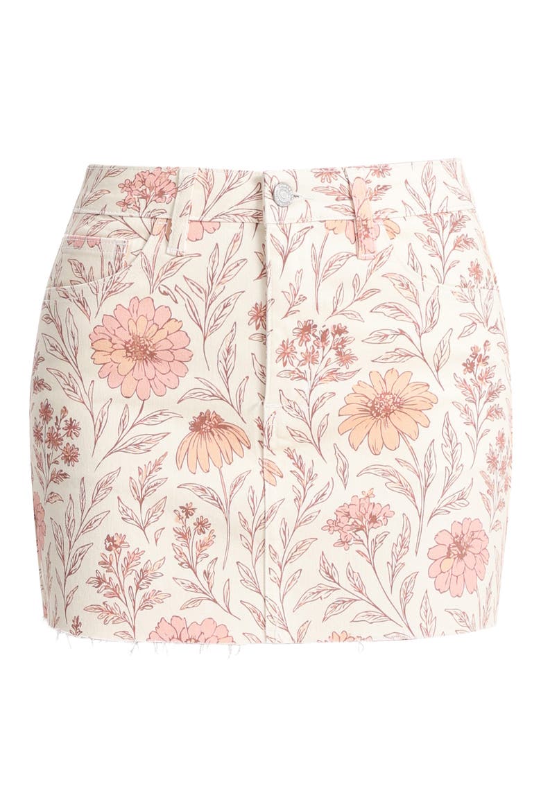 Floral Print Denim Miniskirt, Alternate, color, WARM SUMMER DAISY