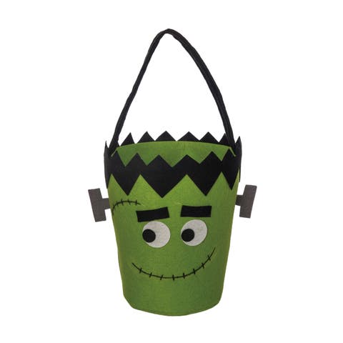Felt Frankenstein Candy Bucket and Serving Bowl Halloween Decor