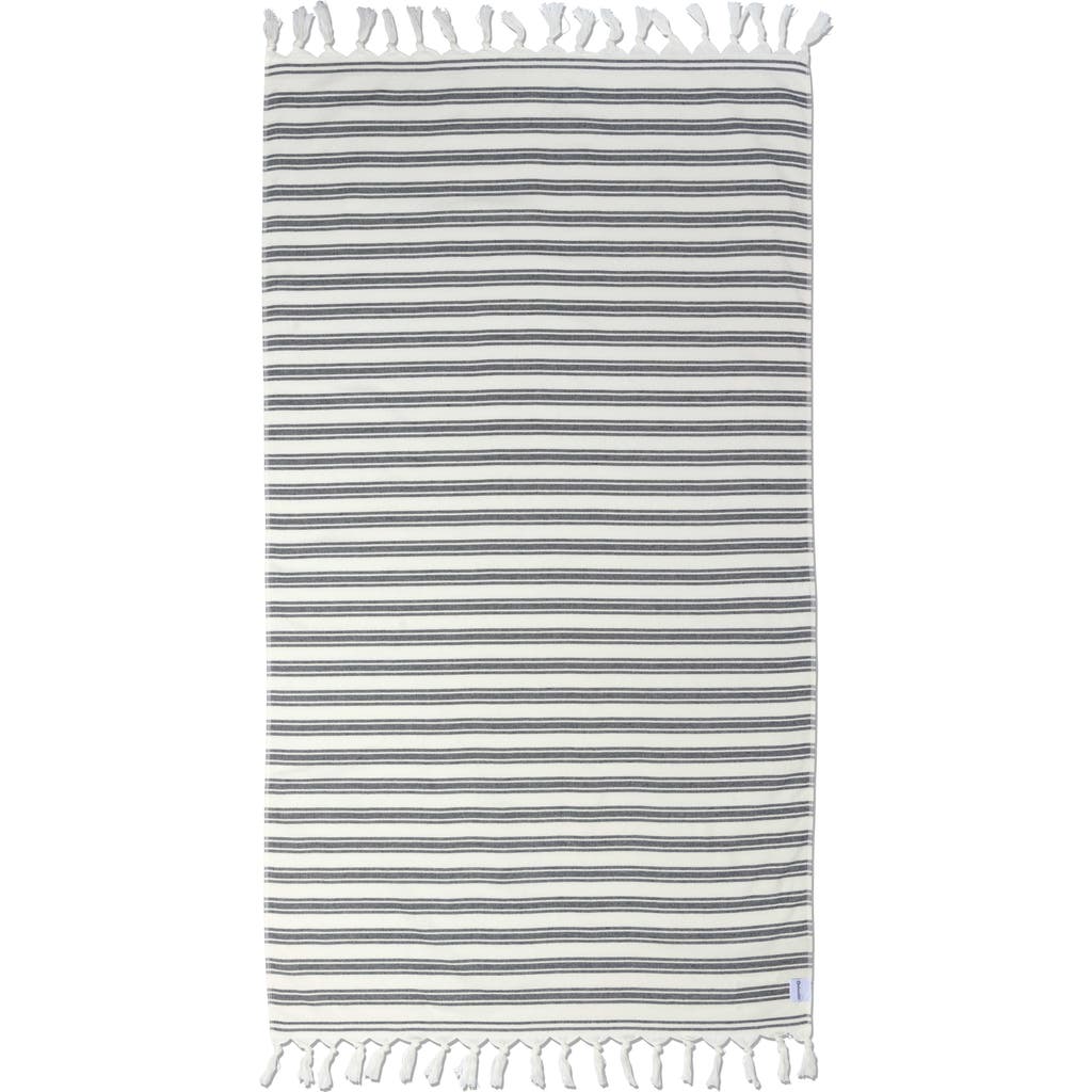 InfuseZen Bask Striped Organic Turkish Towel with Soft Terry Cloth Back in Black  product