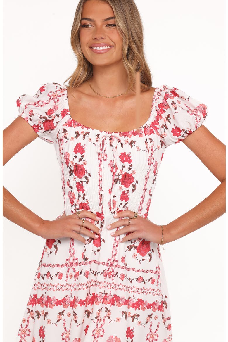 Jorja Floral Print Minidress, Alternate, color, RED ROSE