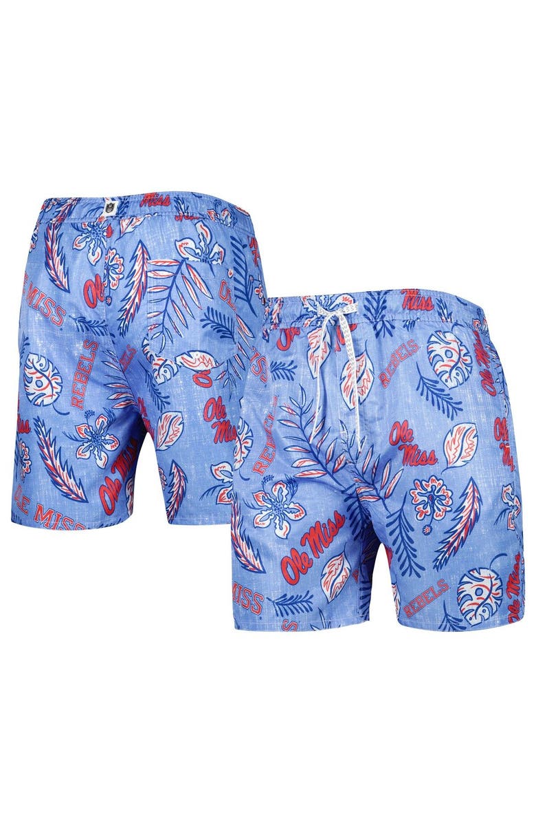 Wes & Willy Men's Wes & Willy Powder Blue Ole Miss Rebels Vintage Floral Swim Trunks, Main, color,
