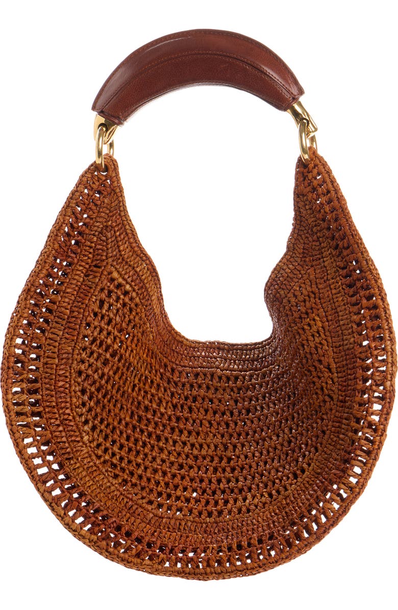 Chloé Summer Banana Crochet Raffia Hobo Bag, Alternate, color, Clay Brown