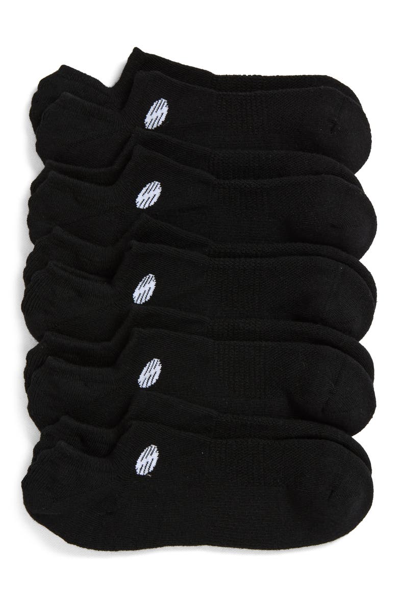 5-Pack No-Show Sport Liner Socks, Main, color, BLACK