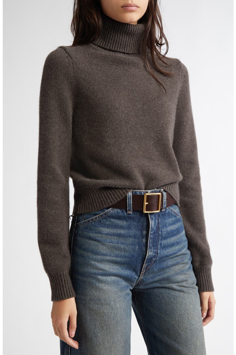 Hollyn Cashmere Turtleneck Sweater, Alternate, color, DARK UMBER MELANGE