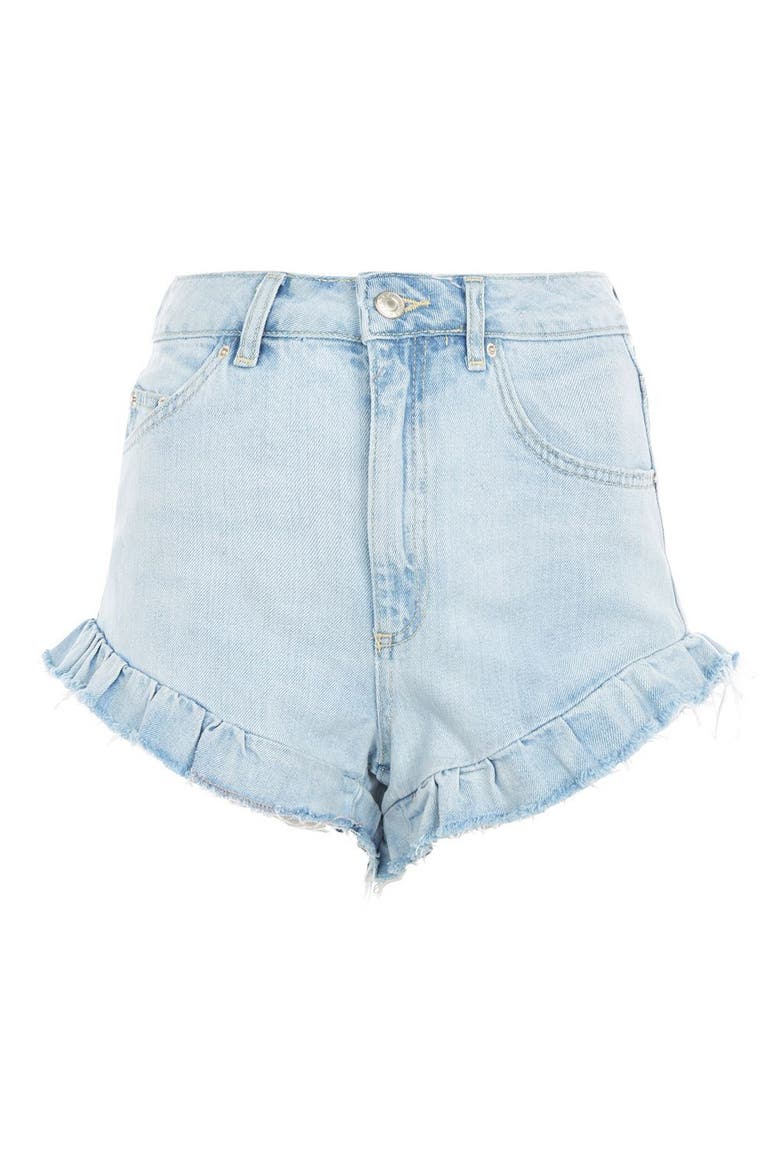Kiri Ruffle Hem Denim Shorts, Alternate, color, LIGHT DENIM