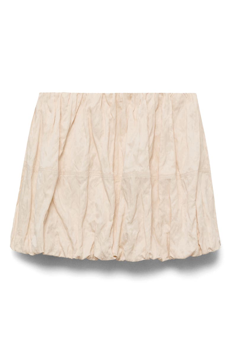 MANGO Crinkled Bubble Hem Miniskirt, Main, color, Beige