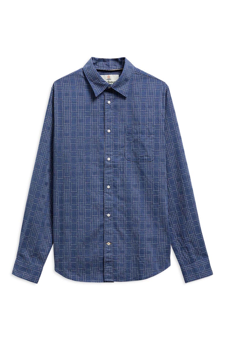 Lantern Tailored Checked Button-Down Shirt, Alternate, color, NAVY