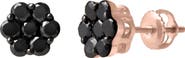 LuvMyJewelry Black Diamond Floral Stud Earrings
