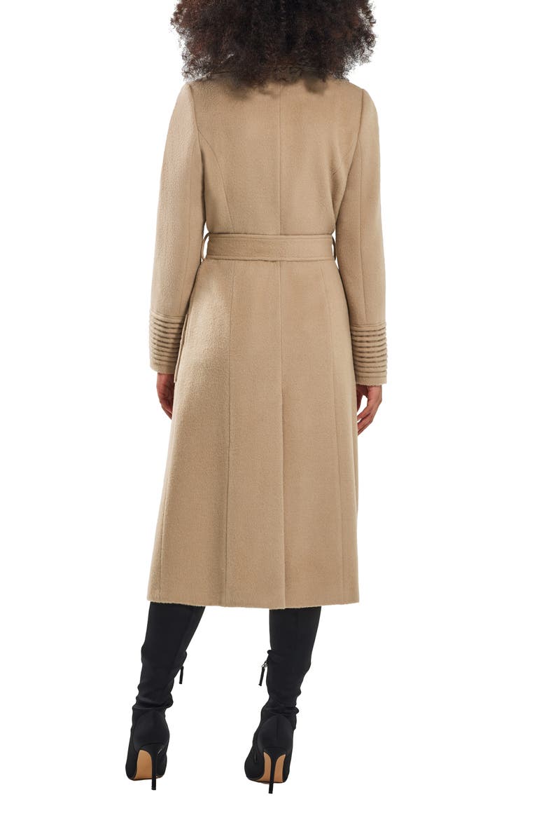 Wide Collar Belted Alpaca & Wool Wrap Coat, Alternate, color, CAMEL