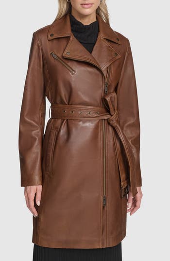 Andrew Marc Jacqui Leather Trench Coat | Nordstrom