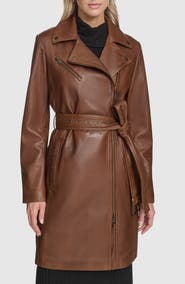 Andrew Marc Jacqui Leather Trench Coat