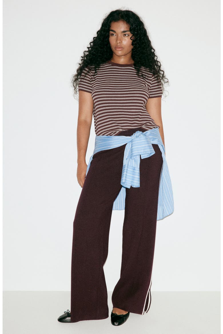 Side Stripe Knit Pants, Alternate, color, CHOCOLATE