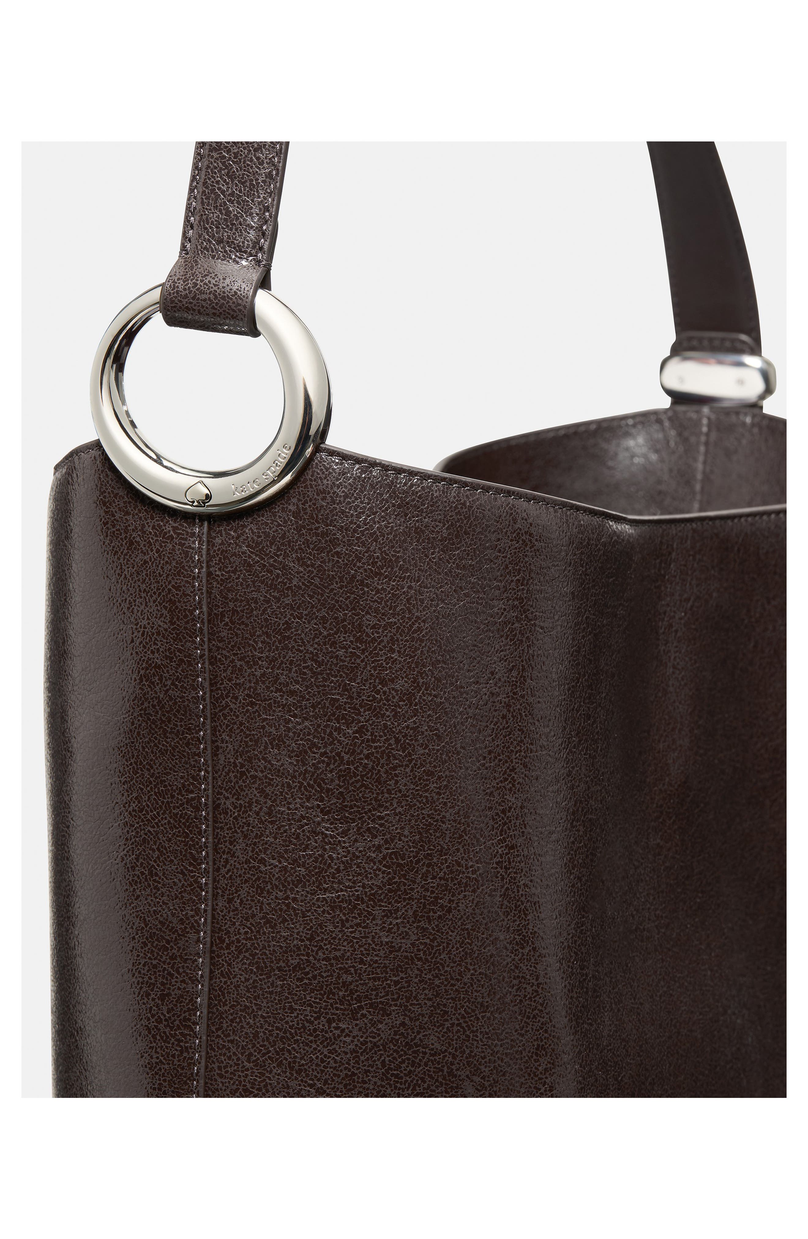 Kate Spade New York halo glazed large leather bucket bag, Alternate, color, Hot Fudge