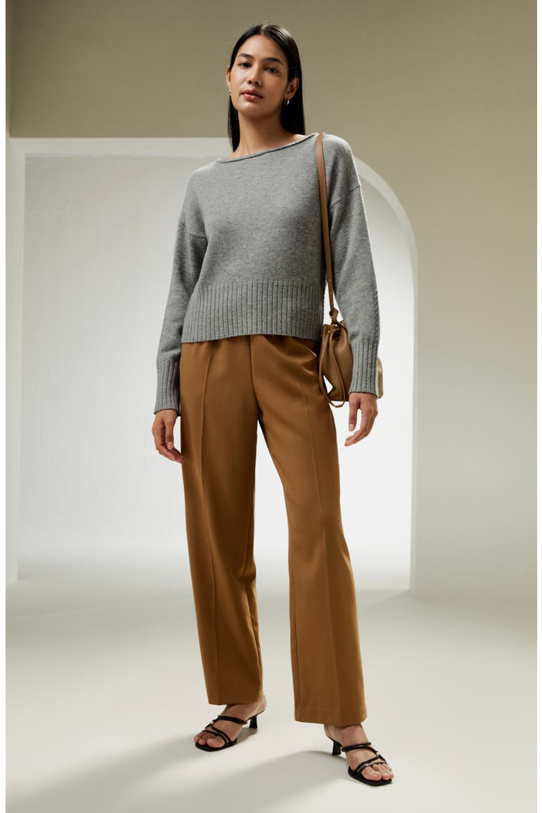 Braided Collar Wool and Cashmere Blend Sweatshirt, Alternate, color, Light Gray