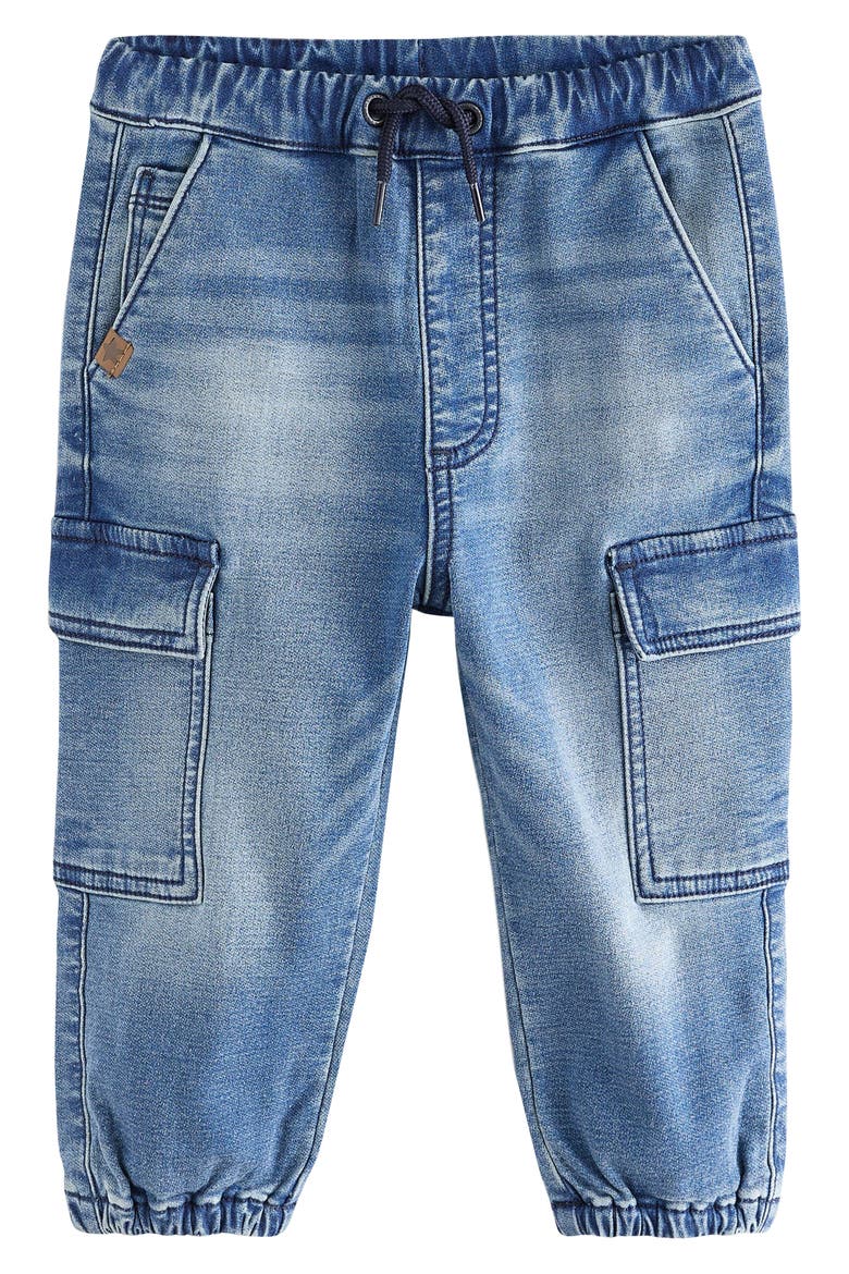 Baggy Jersey Cargo Jeans, Main, color, BLUE
