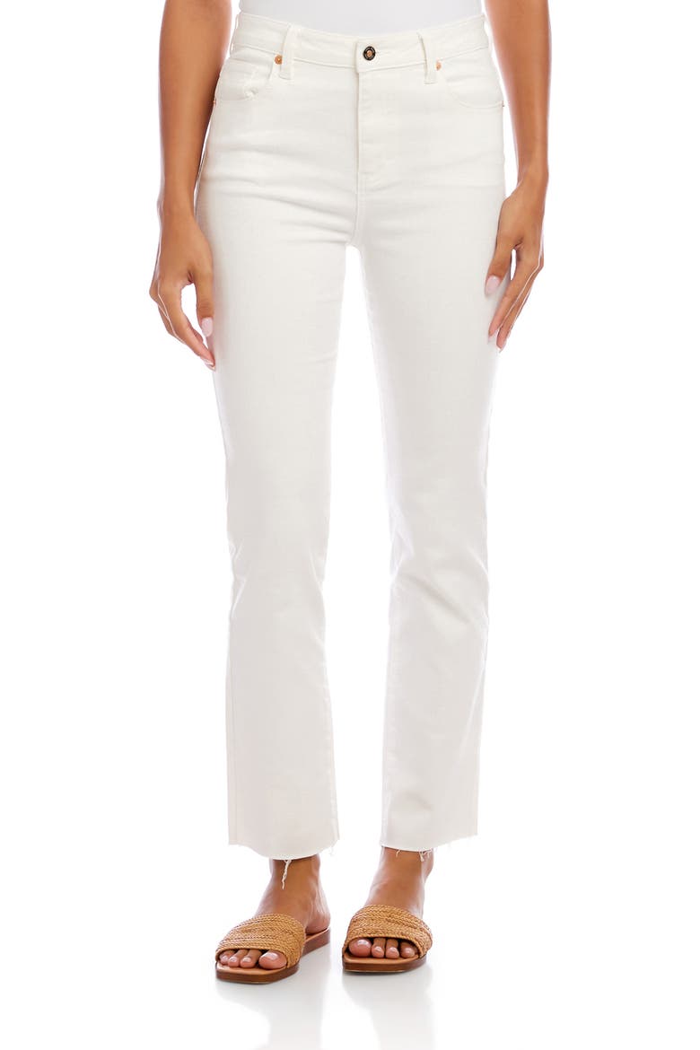 Raw Hem Straight Leg Jeans, Main, color, WHITE