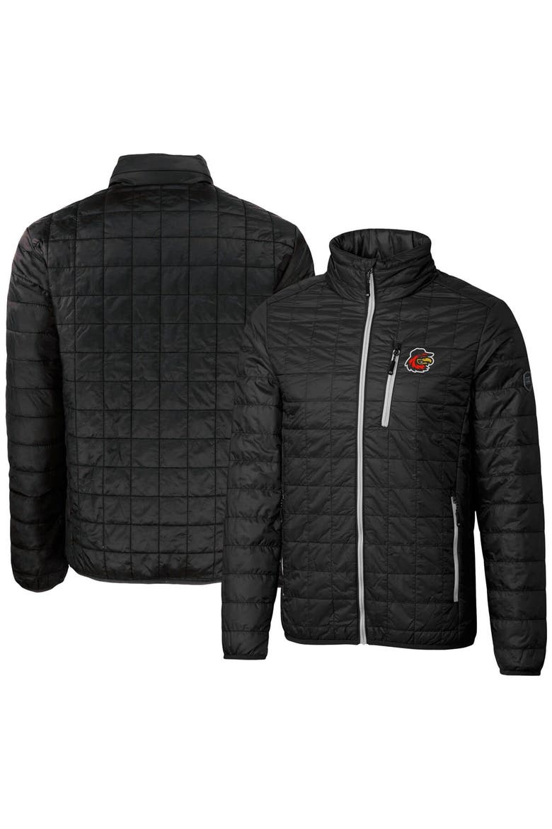 Men's Cutter & Buck Black Rochester Red Wings Rainier PrimaLoft Eco Insulated Full-Zip Puffer Jacket, Main, color, Black