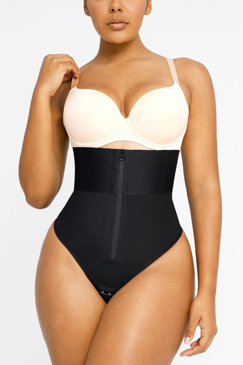 High-Rise Body Sculpting Thong, Main, color, Onyx Black