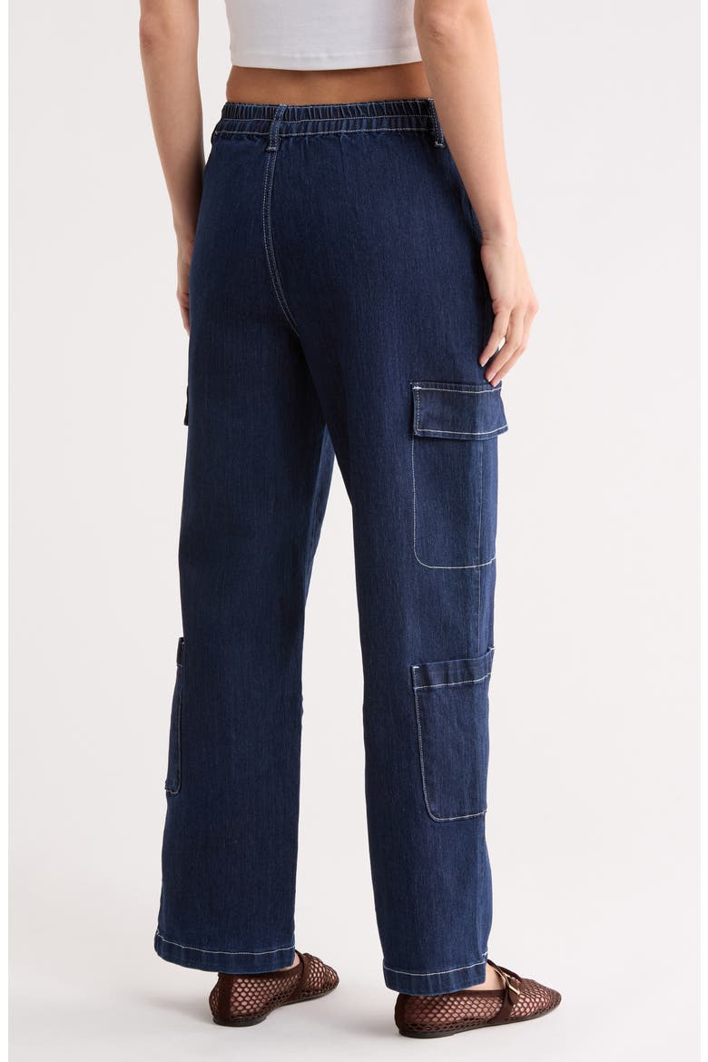 High Waist Wide Leg Cargo Jeans, Alternate, color, DARK RINSE