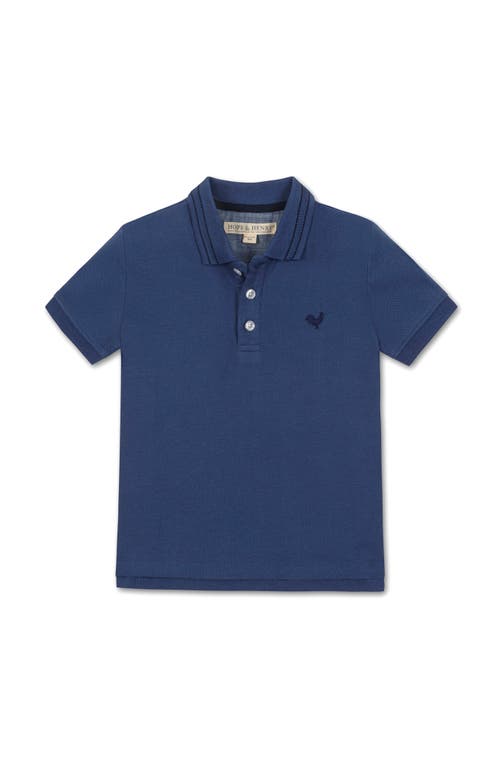 Hope & Henry Kids' Organic Short Sleeve Knit Pique Polo Shirt In Blue