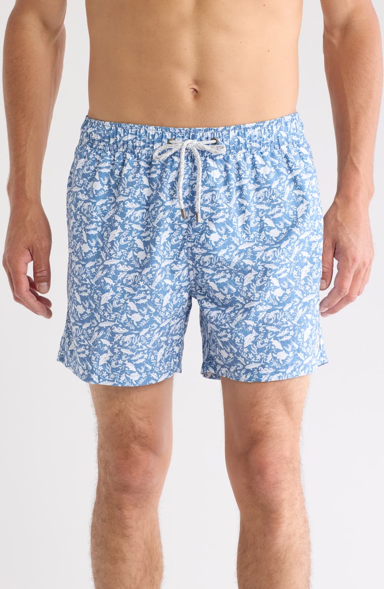 Vintage Summer Ditsy Seal Swim Trunks, Main, color, 