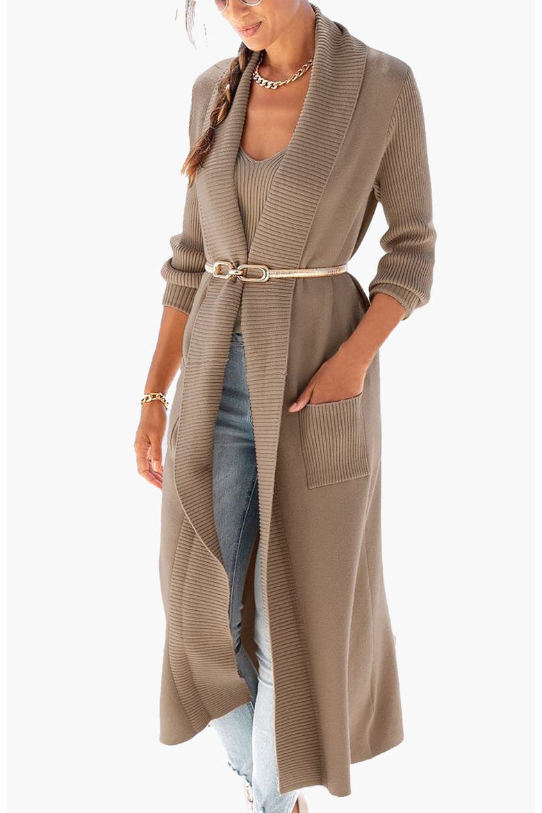 Long Knit Cardigan, Main, color, Camel