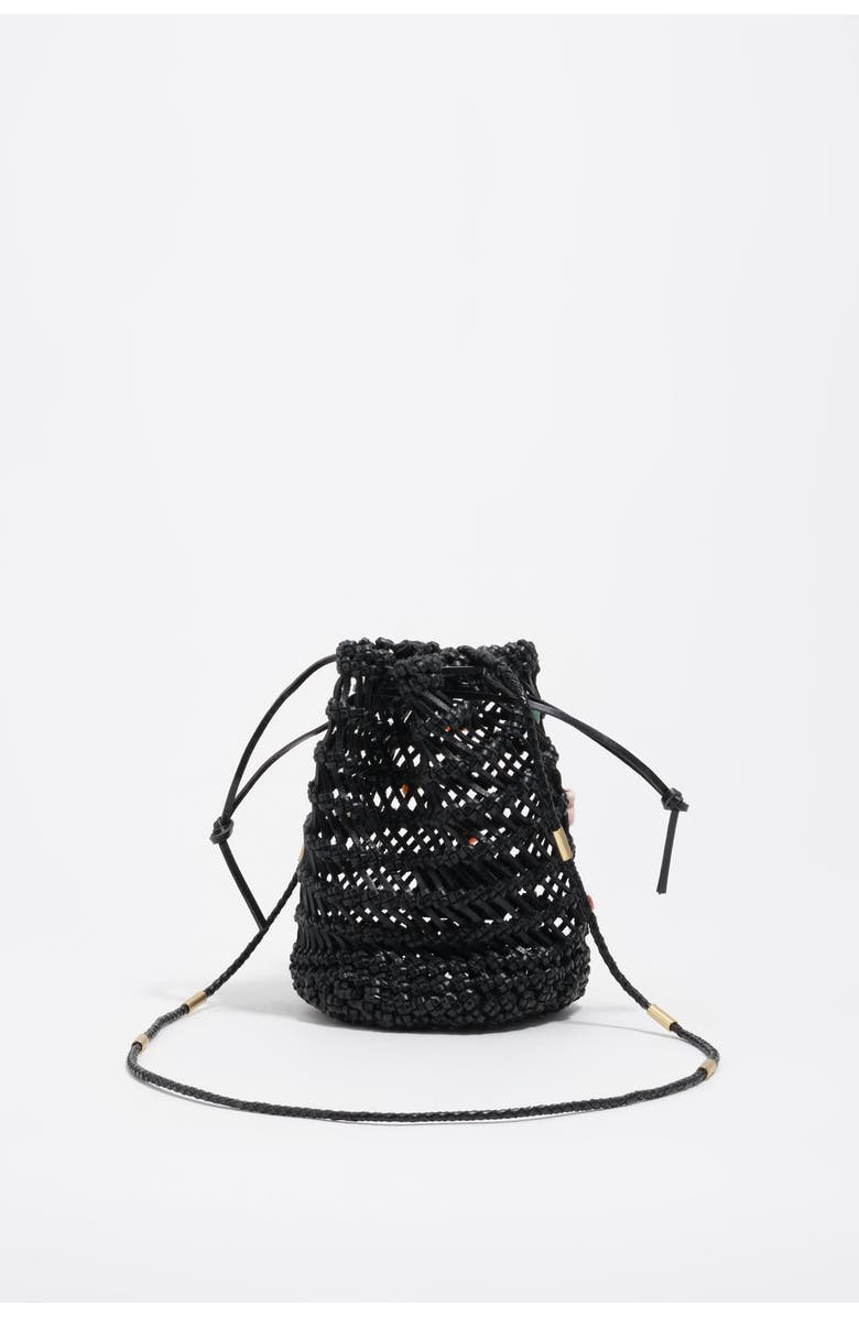 Bimba y Lola Mini Plaited Crochet Leather Bag, Alternate, color, Black