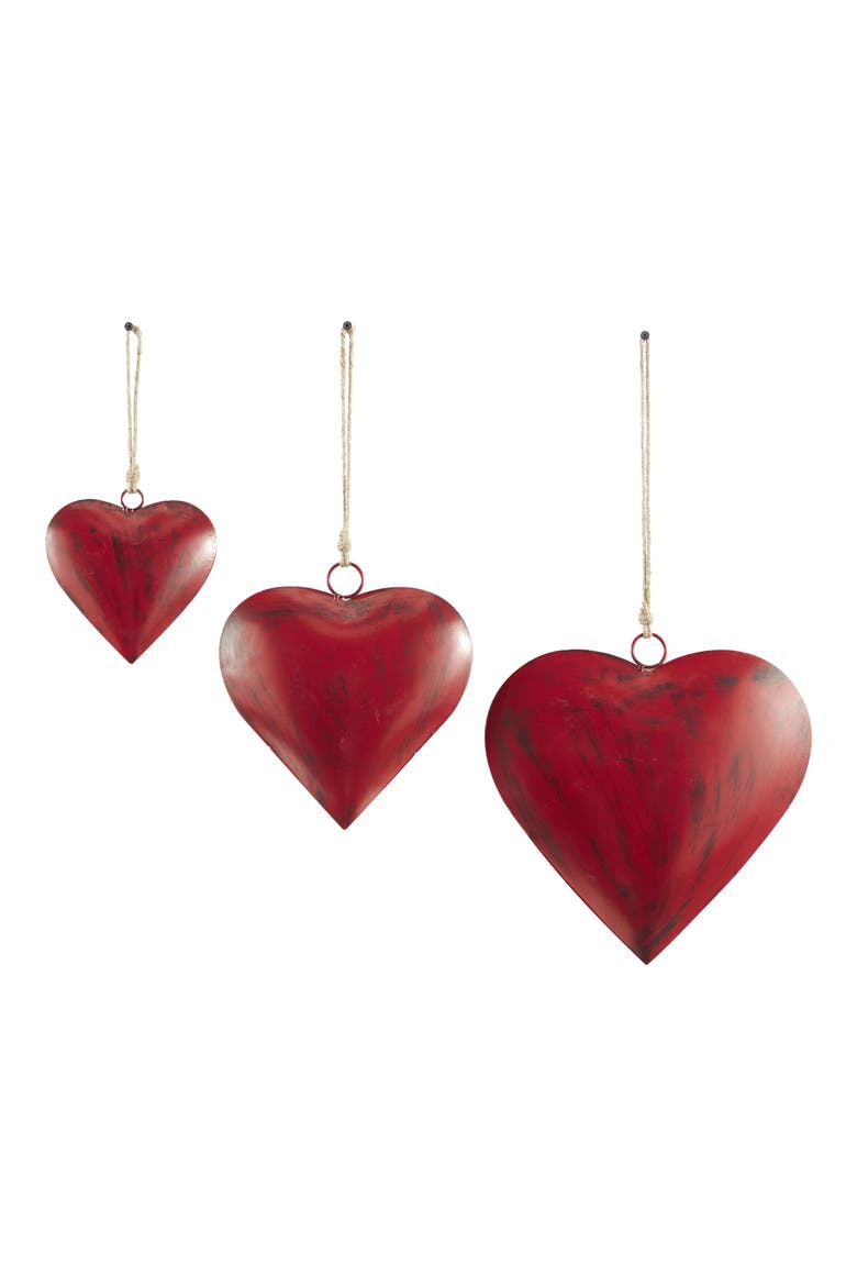 Eclectic Heart Set of 3 Meditation Bells, Alternate, color, RED