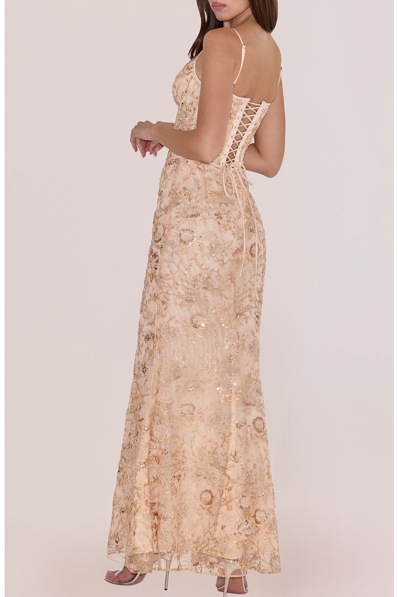 Naima Sequin & Bead Embellished Gown, Alternate, color, PEACH