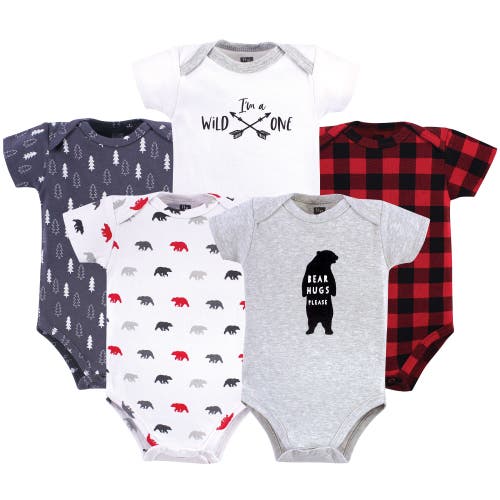 Hudson Baby Five-piece Set Of Cotton Infant All-in-one Bodysuits In Gray