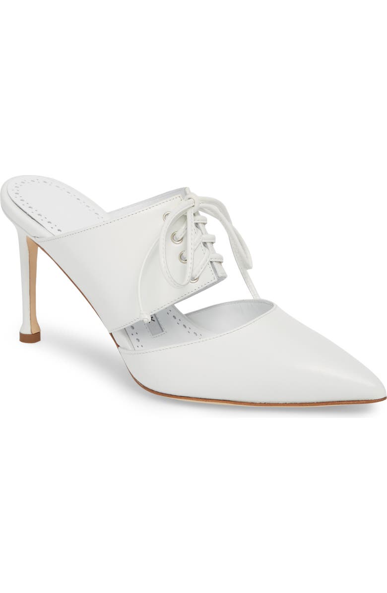 Manolo Blahnik Torinettamu Lace-Up Mule, Main, color,