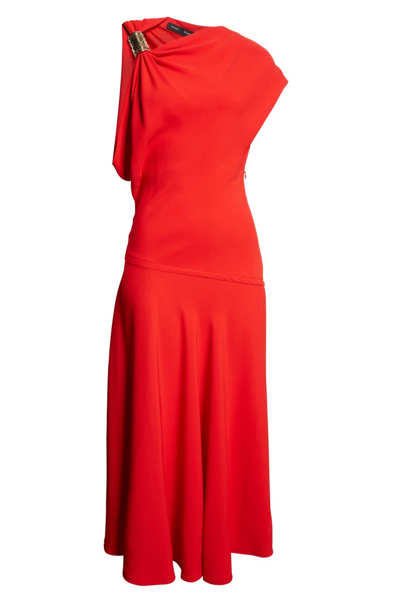 Proenza Schouler Rue Asymmetric Matte Crepe Dress, Alternate, color, Red