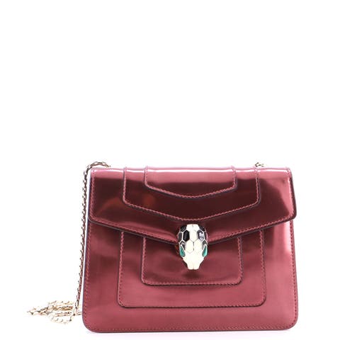 Serpenti Forever Square Shoulder Bag Metallic Leather Small