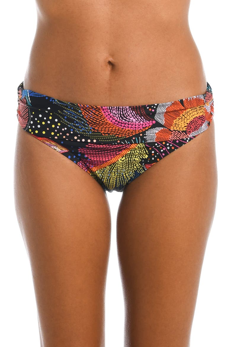 Sunlit Shirred Bikini Bottoms, Alternate, color, PINK MULTI