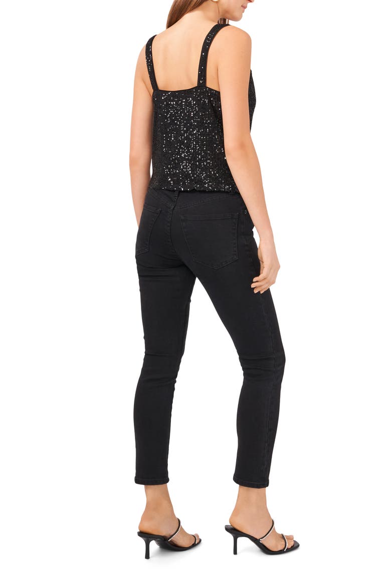 Wide Strap Drape Neck Sequin Tank, Alternate, color, RICH BLACK