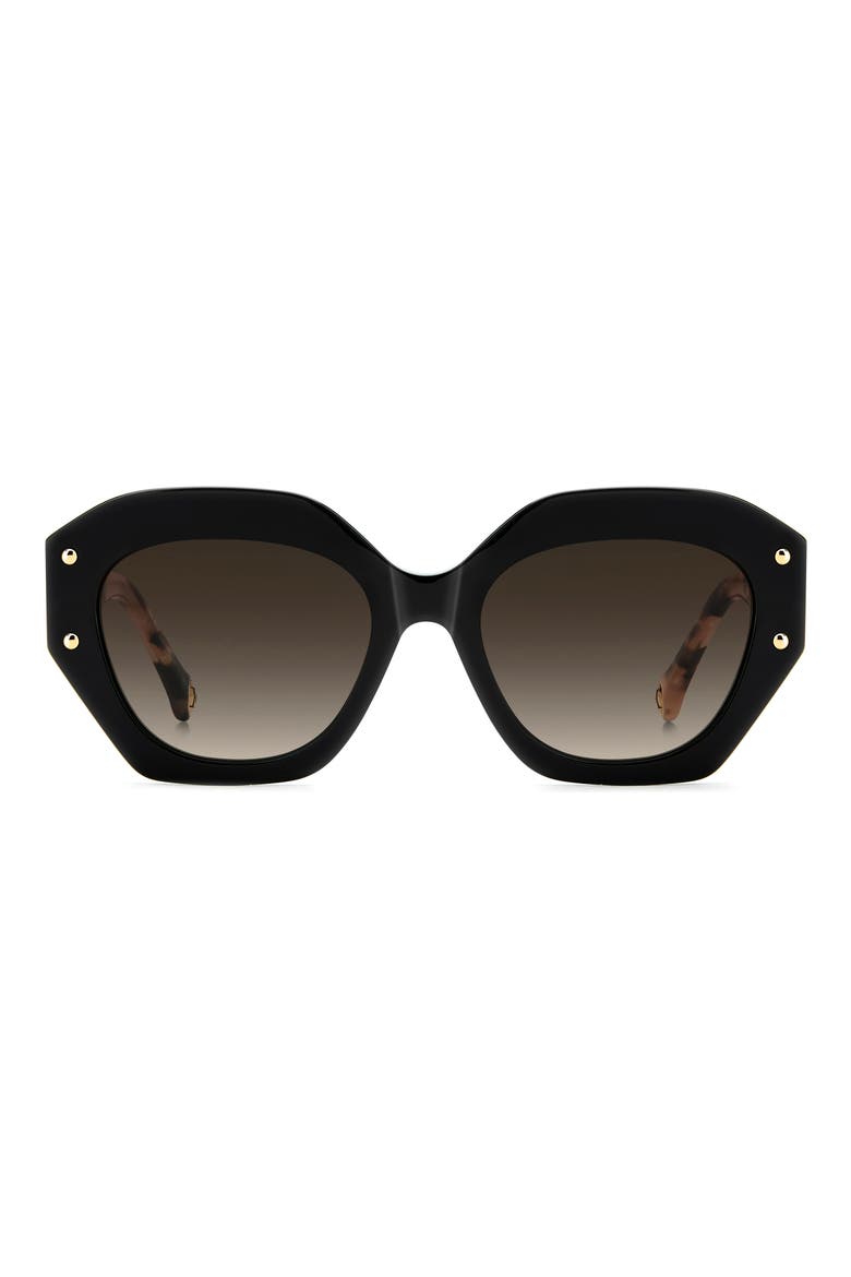 Her 53mm Gradient Square Sunglasses, Main, color, BLACK/ BROWN SF