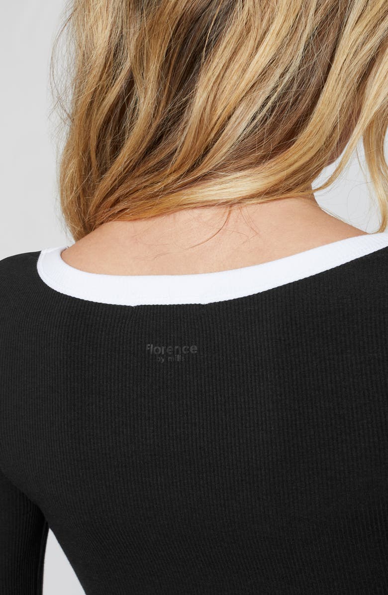 Florence by Mills Long Sleeve Rib T-Shirt Dress, Alternate, color, Black