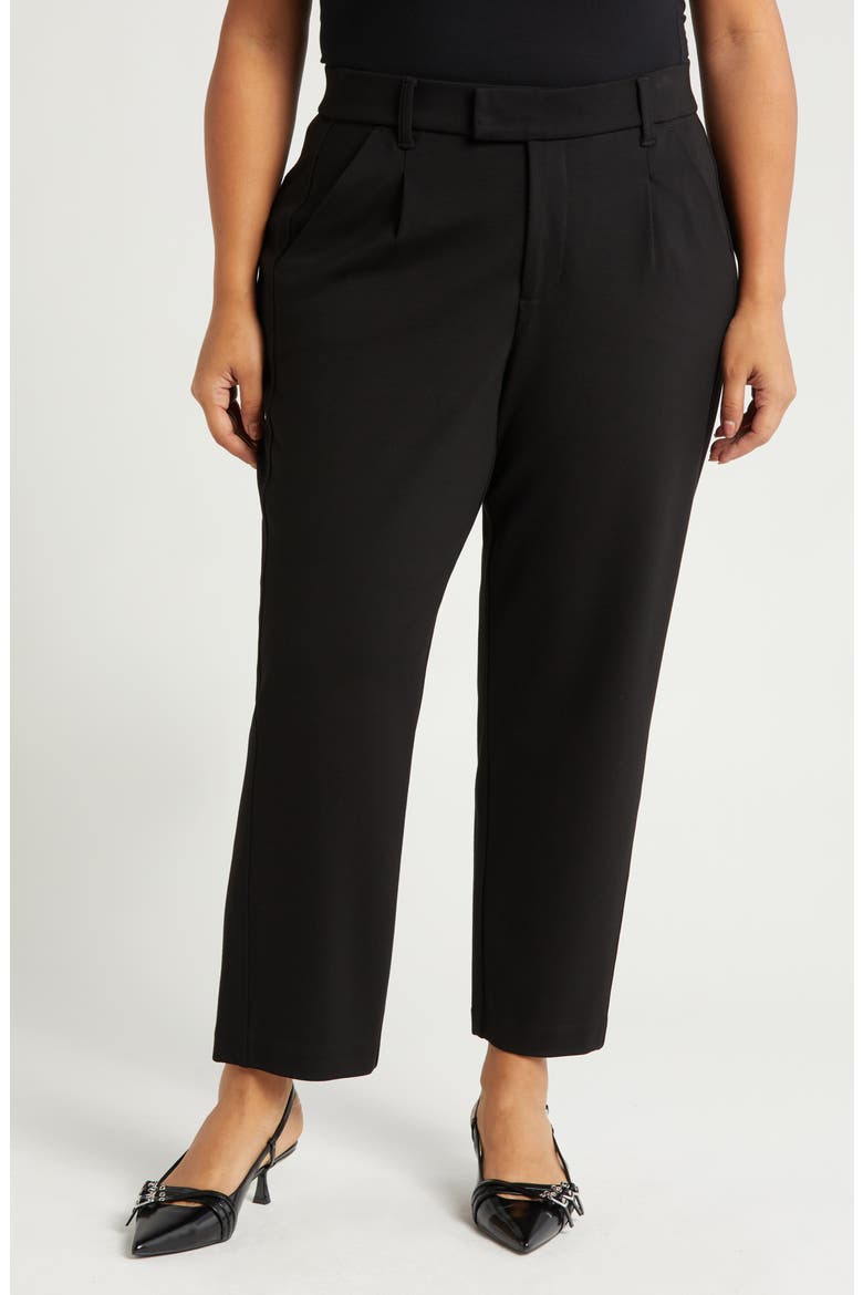 'Ab'Solution Skyrise Pleated Ankle Straight Leg Pants, Main, color, BLACK