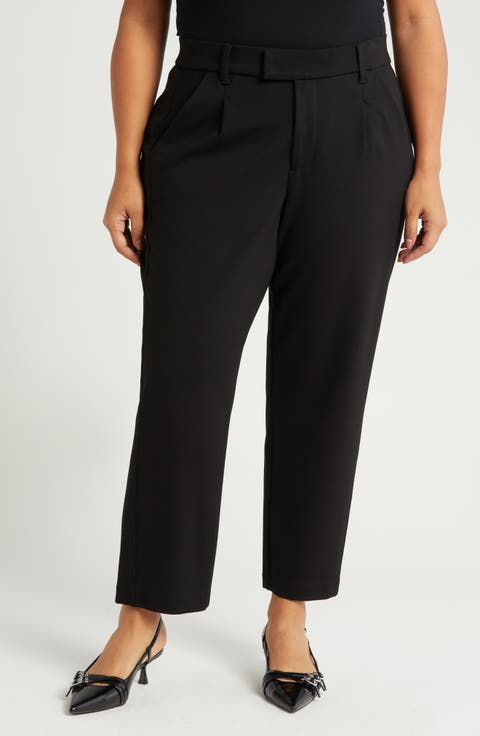 'Ab'Solution Skyrise Pleated Ankle Straight Leg Pants (Plus)