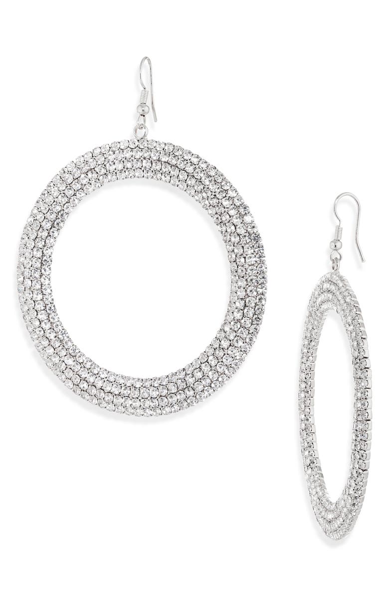 Tasha Crystal Pavé Ring Drop Earrings, Main, color, Silver Crystal