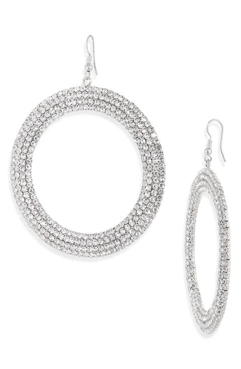 Crystal Pavé Ring Drop Earrings