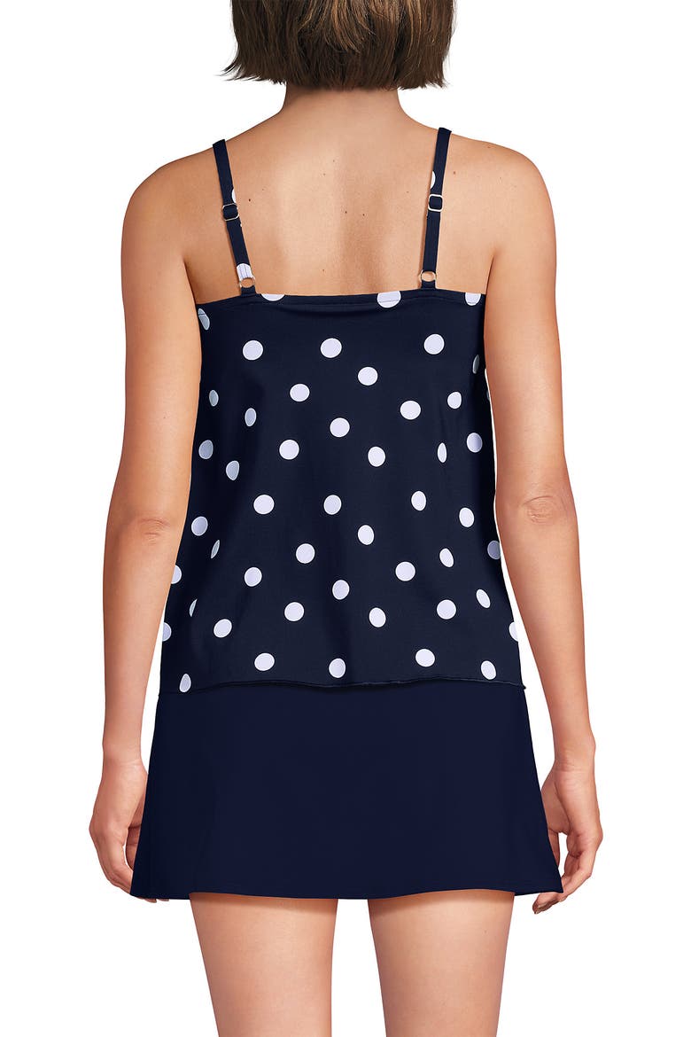 Tulip Hem Tankini Top, Alternate, color, Deep Sea Navy Polka Dot