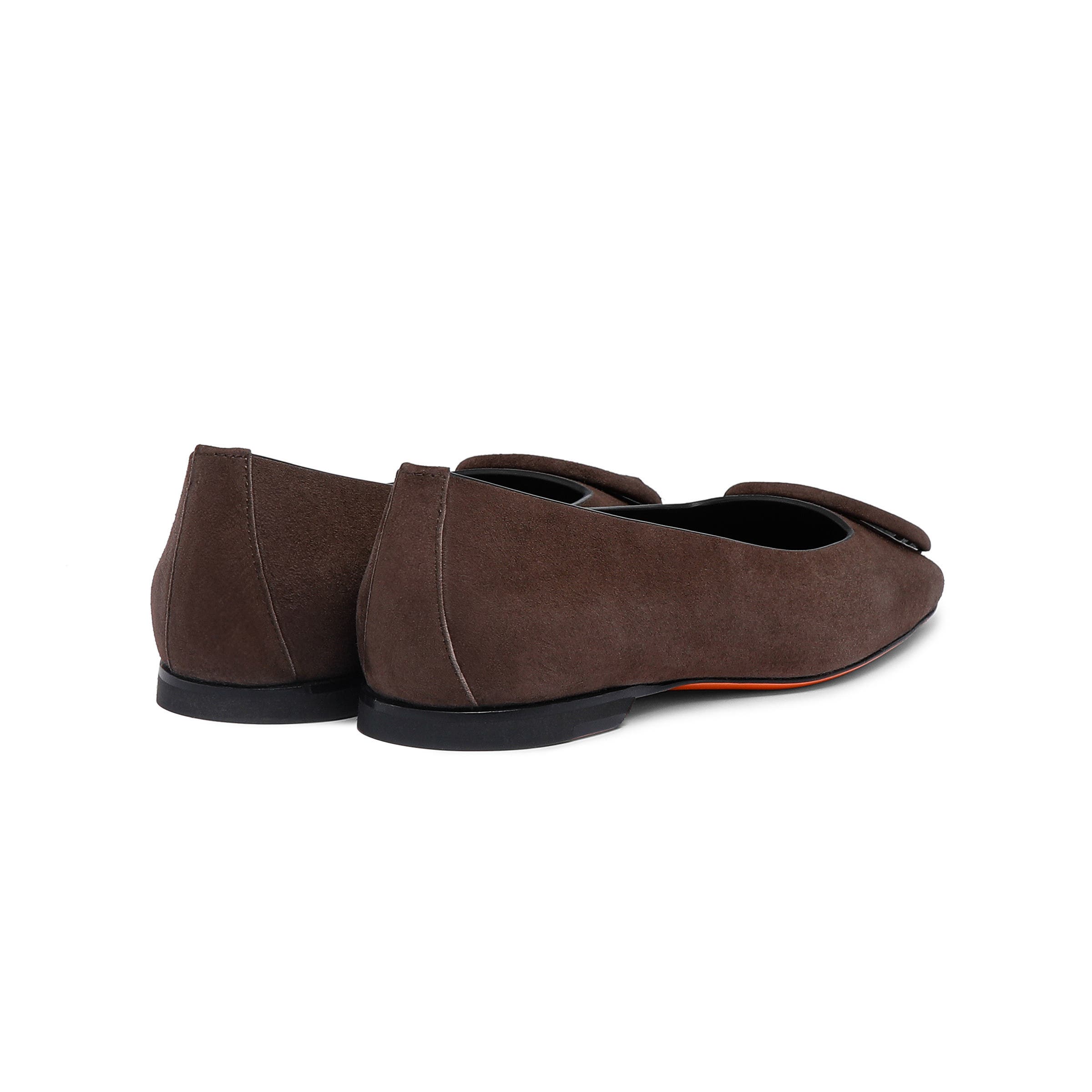 Santoni Women's suede ballet flat, Alternate, color, Brown