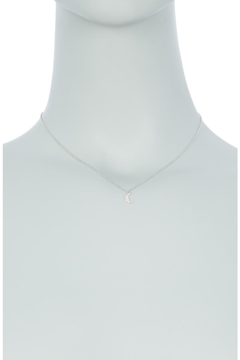 14K White Gold Pave Diamond Crescent Moon Pendant Necklace - 0.06 ctw, Alternate, color, WHITE GOLD/DIAMOND