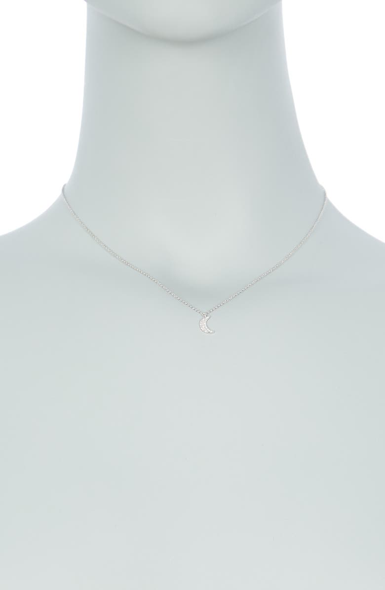 RON HAMI 14K White Gold Pave Diamond Crescent Moon Pendant Necklace - 0.06 ctw, Alternate, color, 