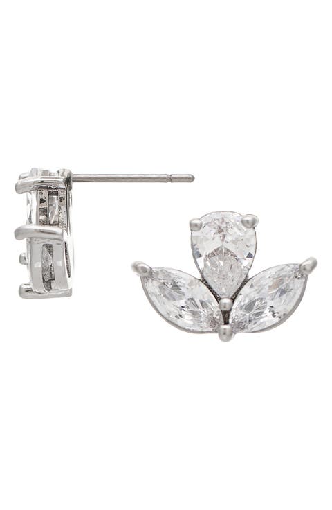Cubic Zirconia Marquis Stud Earrings